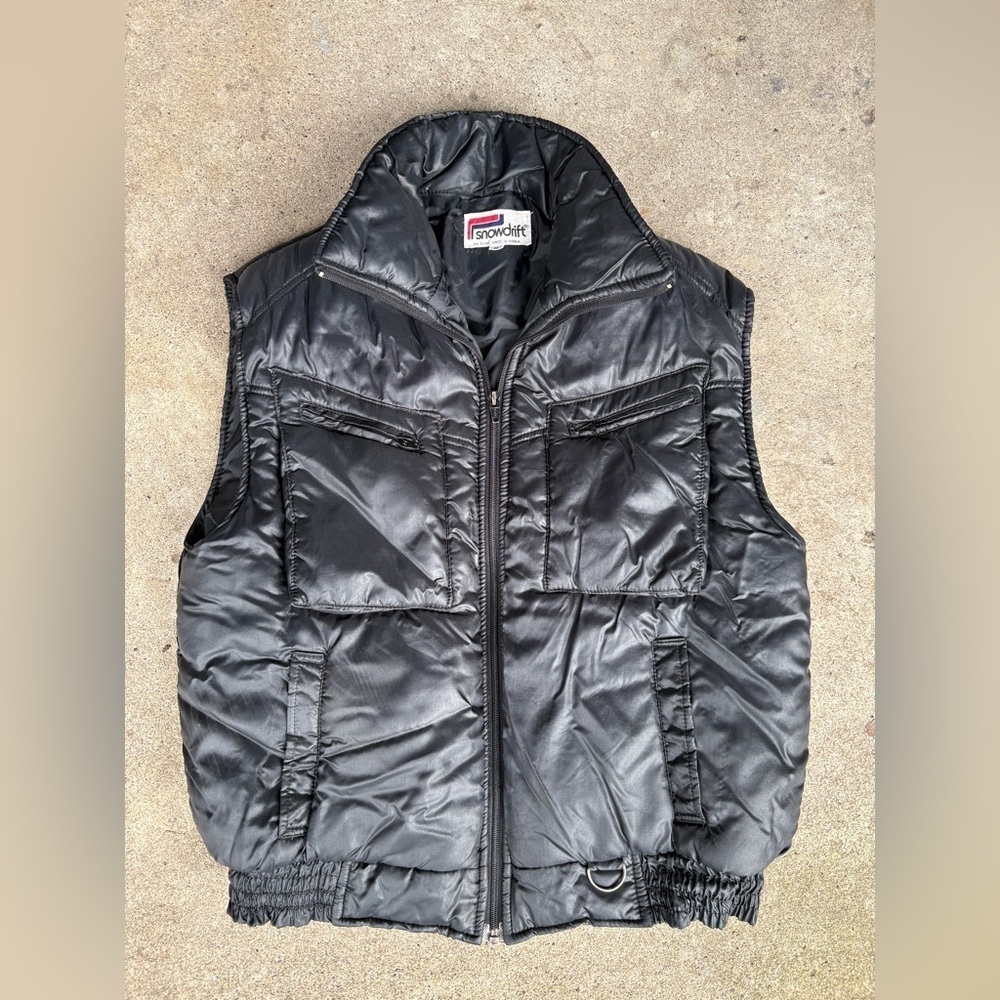 SNOWDRIFT vintage 80s black puffer ski vest warm sz M Men’s retro gorpcore EUC